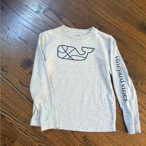 Vineyard Vines Gray Long Sleeve Tee with Whale Logo
